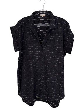 Sarah Alexandra Cap Sleeve Jasmine Tunic Top Black & Gold Diamonds Size X-Large